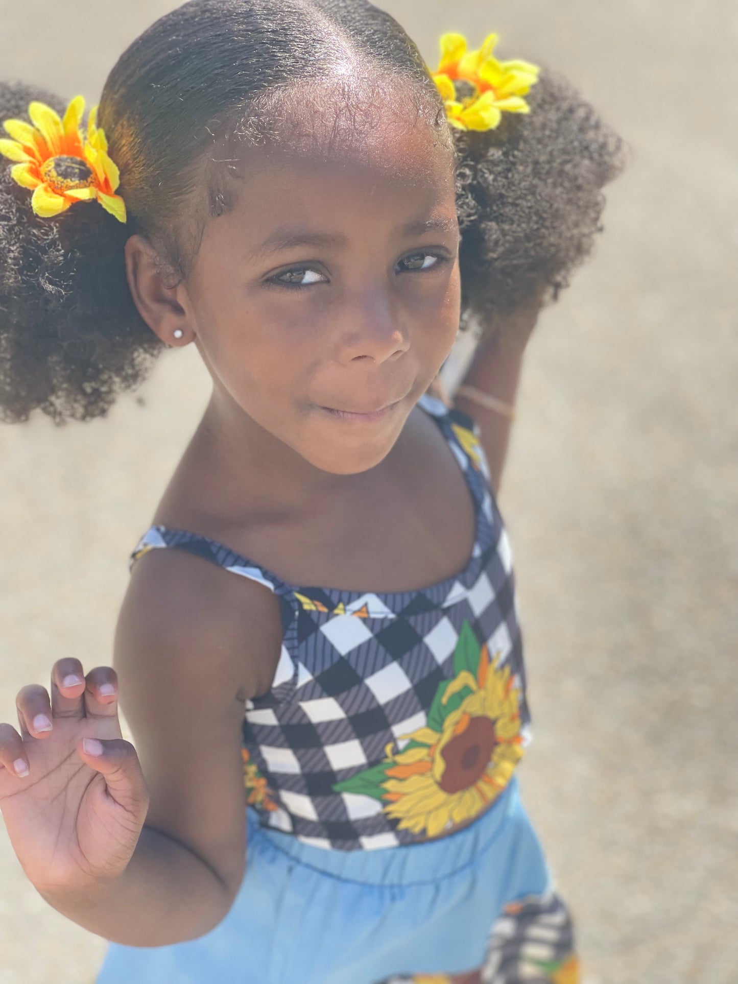 Plaid Sunflower Skirt Set